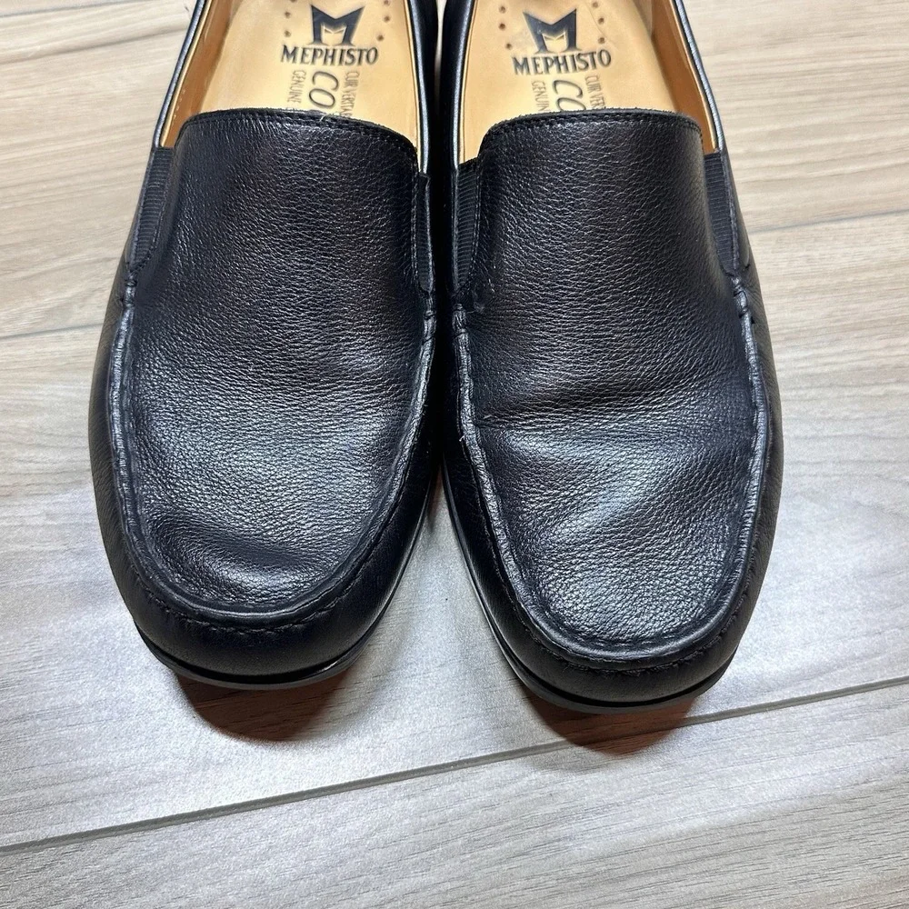 Mephisto Leather Slip On Loafers Mens Black Casual Comfort Walking Shoes Size 9 - Picture 6 of 9